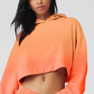 Women's Alo Yoga Bae Ombre Orange Cropped Hoodie